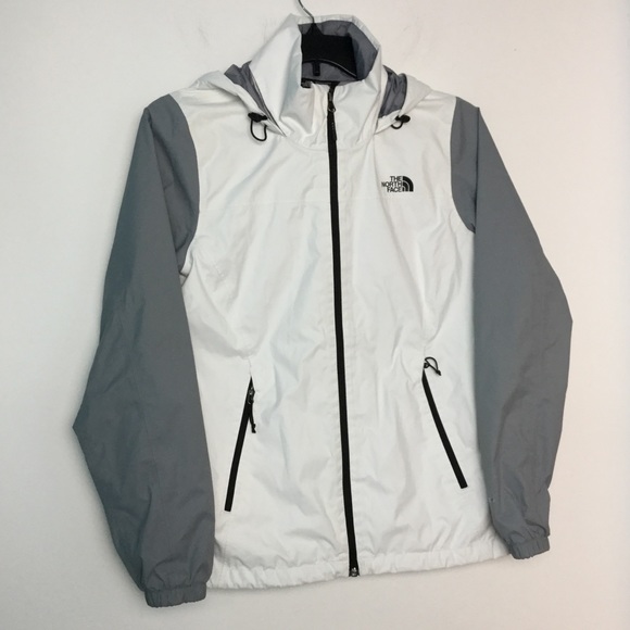 The North Face Jackets & Blazers - The North Face L Jacket Hooded White Gray Coat EUC